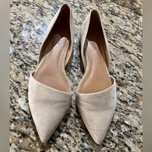 J Crew Tan Suede Pointed Toe D'Orsay Flats size 8